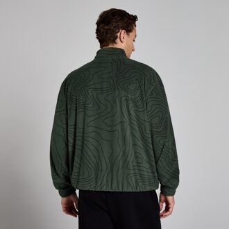 Mp fleecevest met kwartrits en opdruk voor heren - Bosgroen - S