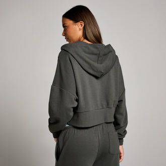 Mp Tempo gecropte hoodie met rits voor dames - Nachtgrijs - L
