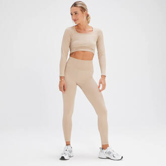 Mp x Tatiana naadloze croptop met lange mouwen - Crème - L