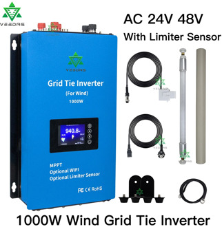 MPPT 1000W Grid Tie 3 Phrase Inverter Wind Power Microinverter Pure Sine Wave with limiter for 24V 48V AC wind turbine generator