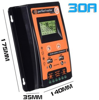 Mppt Solar Laadregelaar 12V 24V 30A 50A Dual Usb Charge Controller Zonnepaneel Battery Regulator Lcd Display zwart