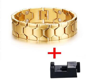 Mprainbow Heren Armbanden Rvs Magnetische Gezondheid Therapie Armband voor Mannen Goud-kleur Gents Luxe Mode-sieraden