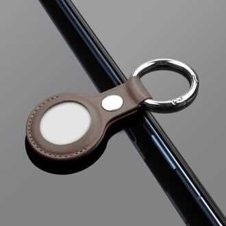Mptionx Airtag Case Cover Basic Lederen Met Key Ring Ontworpen Voor Airtag Case Accessoires ) grijs