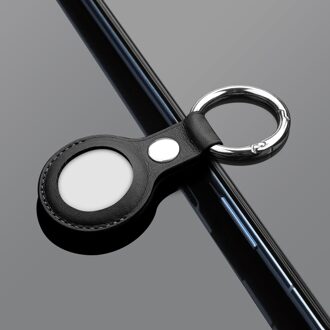 Mptionx Airtag Case Cover Basic Lederen Met Key Ring Ontworpen Voor Airtag Case Accessoires ) zwart