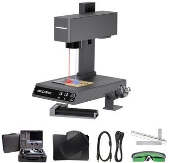 MR.CARVE M4 Pro Marking Machine Laser Engraver 2W Infrared Laser Module and 5W Blue Light Laser Module with RT5 Rotary Roller and RF2 Ring Fixture
