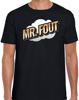 Mr. Fout fun tekst t-shirt voor heren zwart in 3D effect S