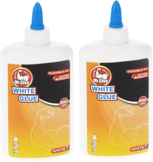 Mr Glue Hobby Lijm - 2x - 250 ml - wit - in fles - extra sterk - flexibele fix - snel drogend