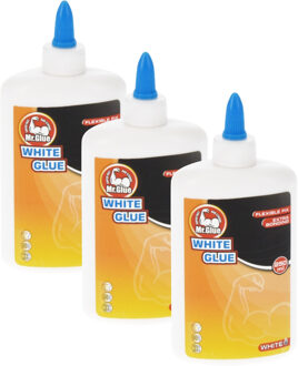 Mr Glue Hobby Lijm - 3x - 250 ml - wit - in fles - extra sterk - flexibele fix - snel drogend