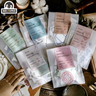 Mr.paper 100pcs Sketch Collection Botany Material Paper DIY Handmade Dry kraft Journal Travel Recording Envelopes Planner Gift