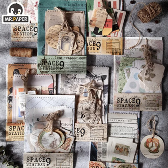 Mr.paper 24pcs/lot Vintage Label Writing Paper Kraft Card Journaling Bullet DIY Scrapbooking Handbook Material Paper LOMO Cards