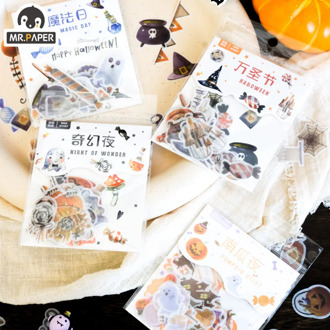 Mr.paper 4 Styles 40pcs/lot Stickers Halloween theme Paper Scrapbooking Making Journal Project DIY Retro Hangtag with Hole Cards