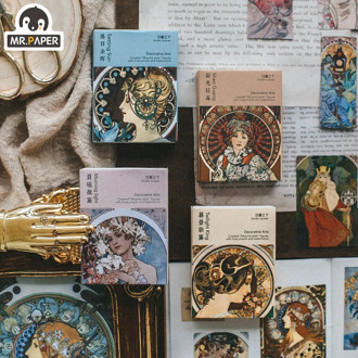 Mr.paper 40 Pcs 4 Designs Under Nighfall Scrapbooking Classic Delicated Mini Box Original Laptop Motor Retro Stationery Stickers