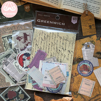Mr.paper 40pcs/lot Vintage Flower Kraft Card Journaling Bullet DIY Scrapbooking Material Card Retro Hangtag with Hole LOMO Cards