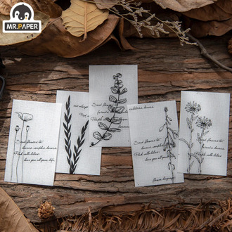 Mr.paper 40Pcs/pack 8 Designs Poem Collection Floral Plant Creative Long Stickers Journal Skateboard Deco Stationery Stickers