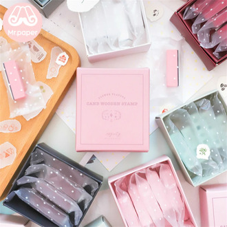 Mr Paper 5pcs/box Candy Package Flower Snack Wooden Rubber Stamps for Scrapbooking Deco DIY Craft Wooden Stamps Child Gift Box