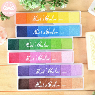Mr Paper 6 Colors Gradual Change Colorful Long Inkpad Handmade DIY Craft Oil Based Inkpad Rubber Stamp Paper Scrapbooking Inkpad