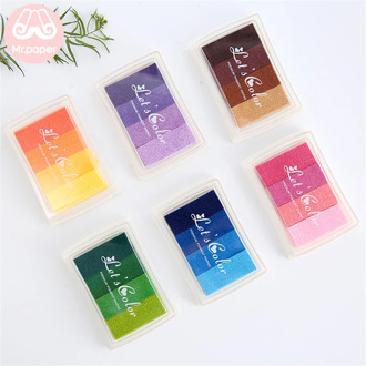 Mr Paper 6 Colors Gradual Change Colorful Short Inkpad Handmade DIY Craft Oil Based Inkpad Rubber Stamps Scrapbooking Inkpad