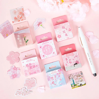 Mr.paper 6 Designs 45 Pcs Pink Girlish Sakura Sweet Scenery Love Japanese Stickers Scrapbooking Bullet Journal Deco Stickers