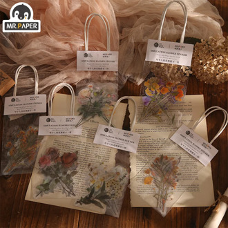 Mr.paper 6 Styles 10pcs Plant Floral PET Stickers Decorative Label Scrapbooking DIY Daily use stickers Gift wrapping stickers