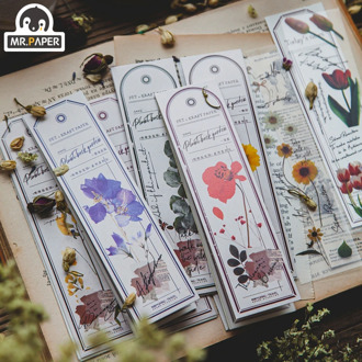 Mr.paper 8 Designs 5pcs/pack Flower Styles Stickers Deco Scrapbooking Bullet Journal Suitcase Label Popular Doodling Stationery