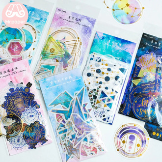 Mr.paper 8 Designs 60Pcs/lot Gold Stamping Universe Constellations Stars Deco Stickers Scrapbooking Bullet Journal Deco Stickers