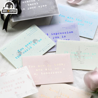 Mr paper 8 Designs Colorful Overgild Greeting Card Delicate Dreamy Starry Card Envelope Dream Mirror Christmas Birthday Gift