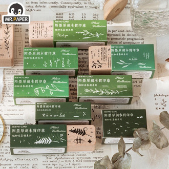 Mr Paper 8 Designs Plant Styles Wooden Rubber Stamp for Scrapbooking Deco DIY Craft Standard Wooden Stamps Ink journal supplies