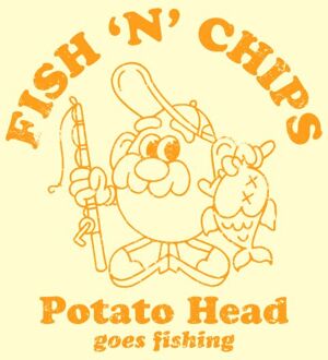 Mr. Potato Head Fish N Chips Men's T-Shirt - Cream - L Wit