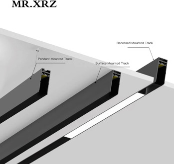 MR.XRZ 1m DC 24V Recessed Surface Pendant Aluminum Magnet Track Rail For LED Lamps Ceiling Rail System Magnetic Track Lighting