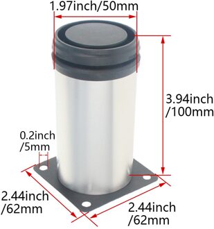 Mromax 2/4Pcs Verstelbare Voet Pad Plastic + Rvs 62*62Mm Totale Lengte 100/50/180/300/400/500Mm Buitendiameter 50Mm 100mm 2stk