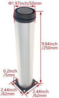 Mromax 2/4Pcs Verstelbare Voet Pad Plastic + Rvs 62*62Mm Totale Lengte 100/50/180/300/400/500Mm Buitendiameter 50Mm 500mm 2stk