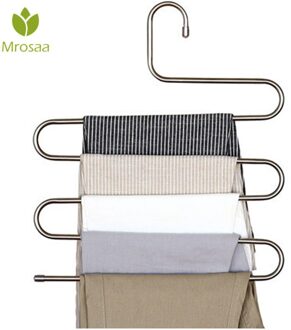 Mrosaa S Type Broek Broek Hanger Multi Lagen Rvs Kleding Handdoek Opslag Rack Closet Space Saver