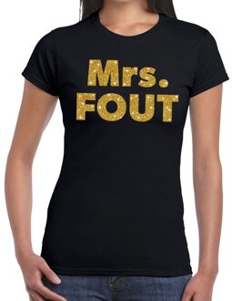 Mrs. Fout goud glitter t-shirt zwart dames XL