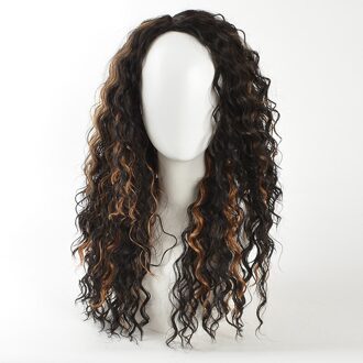 MSIWIGS Afro-amerikaanse Ombre Krullend Pruiken voor Vrouwen Natuurlijke Lange Synthetische Pruiken met Hoogtepunten Hittebestendige Haar