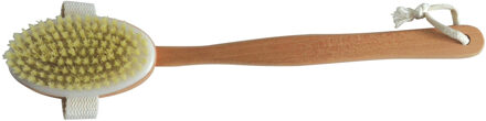 MSV Bad/douche scrub borstel - hout - 42 cm - ophanglus - afneembare borstel - Badkameraccessoireset Bruin