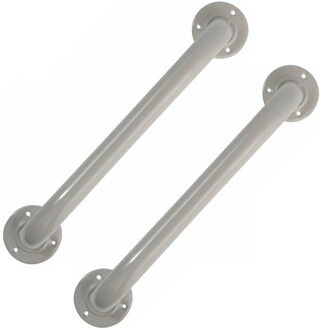 MSV Badkamer/douche wand handgreep - 2x - rvs metaal - beige - 30 cm