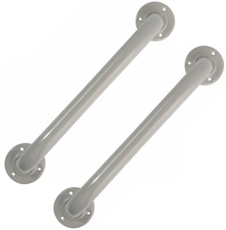 MSV Badkamer/douche wand handgreep - 2x - rvs metaal - beige - 40 cm