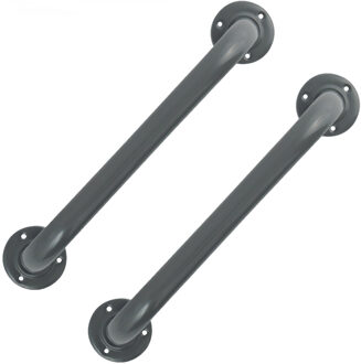MSV Badkamer/douche wand handgreep - 2x - rvs metaal - grijs - 40 cm