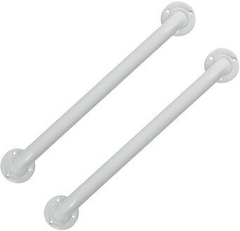 MSV Badkamer/douche wand handgreep - 2x - rvs metaal - wit - 30 cm