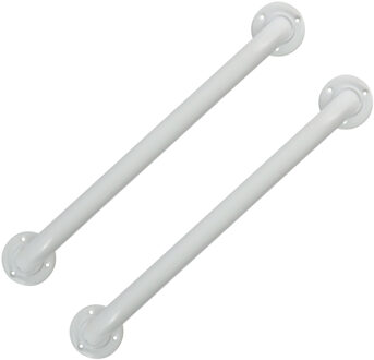 MSV Badkamer/douche wand handgreep - 2x - rvs metaal - wit - 60 cm