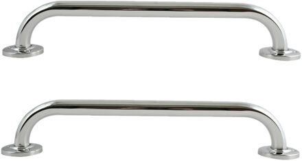 MSV Badkamer/douche wand handgreep - 2x - rvs metaal - zilver - 30 cm - breedte 3,2 cm