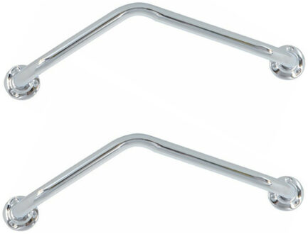 MSV Badkamer/douche wand hoekbeugel handgreep - 2x - rvs metaal - zilver - 54 cm
