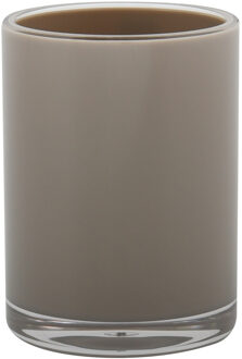 MSV Badkamer drinkbeker Aveiro - PS kunststof - beige - 7 x 9 cm - Tandenborstelhouders