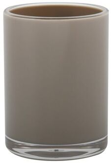MSV Badkamer drinkbeker Aveiro - PS kunststof - beige - 7 x 9 cm - Tandenborstelhouders