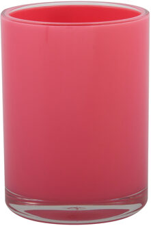 MSV Badkamer drinkbeker Aveiro - PS kunststof - fuchsia roze - 7 x 9 cm - Tandenborstelhouders