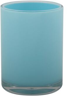 MSV Badkamer drinkbeker Aveiro - PS kunststof - lichtblauw - 7 x 9 cm - Tandenborstelhouders