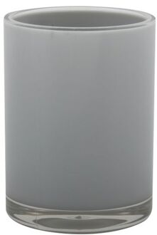 MSV Badkamer drinkbeker Aveiro - PS kunststof - lichtgrijs - 7 x 9 cm - Tandenborstelhouders