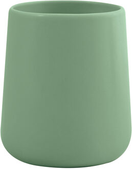 MSV Badkamer drinkbeker Malmo - Keramiek - groen - 8 x 10 cm - Tandenborstelhouders