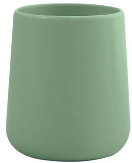 MSV Badkamer drinkbeker Malmo - Keramiek - groen - 8 x 10 cm - Tandenborstelhouders