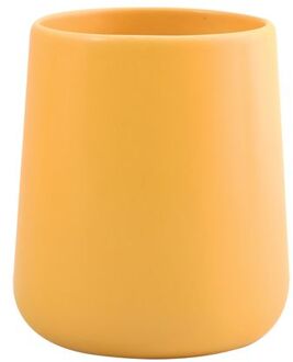 MSV Badkamer drinkbeker Malmo - Keramiek - saffraan geel - 8 x 10 cm - Tandenborstelhouders Oranje